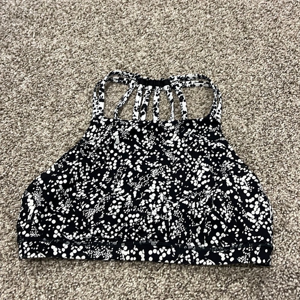 Lululemon Black & White Printed Halter Sports Bra